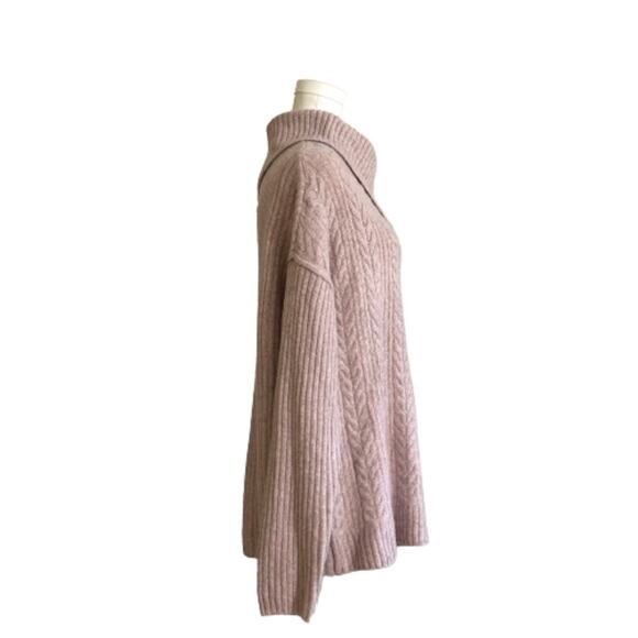 Verve Ami Womens Pink Split Shawl Cowl Neck Soft Cable Knit Tunic Sweater XL NEW - Picture 4 of 12
